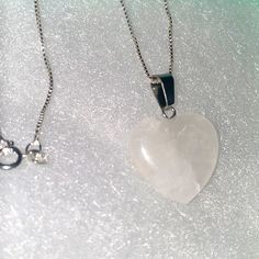 Quartz Heart On Sterling Silver 18” Necklace. Quartz Is All Natural Heart . Necklace Is Sterling Silver 18”. Comes With Gift Box. Minimalist White Heart-cut Jewelry, Minimalist White Heart Cut Jewelry, White Pendant Necklace For Valentine's Day, Minimalist White Necklace For Valentine's Day, White Heart Cut Minimalist Necklace, Minimalist White Heart Cut Necklace, White Sterling Silver Necklace With Heart Charm, White Sterling Silver Double Heart Necklace, White Heart Pendant Necklace Gift