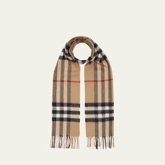 Burberry scarf in house's iconic giant check. Approx. 66"L x 12"W (168 x 30cm). Fringed finish on both ends. Imported. Pasha Style, Giant Check, Icon Check, Check Scarf, Burberry Classic, Burberry Scarf, Checked Scarf, Burberry Accessories, Burberry Women