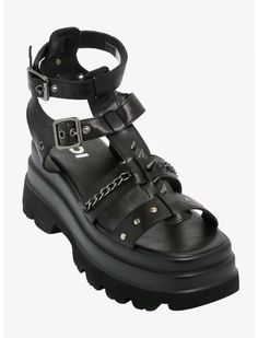 Koi The Divine Spike Chunky Sandals Right Arrow Icon, Chunky Sandals, Chunky Platform, Slides Shoes, The Divine, Hot Topic, Koi, Girls Shoes, Leather Sandals