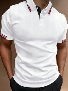 Men's Polo Shirt Golf Shirt Casual Sports Lapel Classic Short Sleeve Fashion Basic Patchwork Button Summer Regular Fit White Pink Red Navy Blue Green Polo Shirt 2024 - $20.99 Brown Polo Shirt, Brown Polo, Polo Shirt Style, Hoodies Men Style, Green Polo Shirts, Winter Fashion Coats, Polo Classic, Polo Shirt White, Polo T Shirt