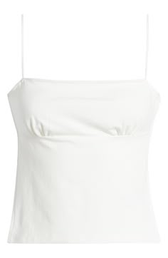 Bask in the sunshine in this soft and stretchy cotton-blend cami that lets you show off your back and adjust the fit with ease thanks to the tie closure. Square neck Adjustable straps 95% cotton, 5% spandex Machine wash, dry flat Imported Summer Camisole With Delicate Straps And Fitted Stretch, Seamless Summer Camisole For Everyday, Seamless Camisole For Everyday Summer Use, Fitted Camisole With Built-in Bra For Summer, Stretch Tank Top With Tie Spaghetti Straps, Stretch Tank Top With Tie Straps, Fitted Strappy Top With Delicate Straps, Chic Cotton Camisole With Built-in Bra, Summer Chic Tops With Strappy Back