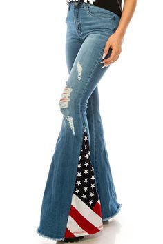 FLAG FLARE PANTS – Trailsclothing.com Trendy Cotton Flares With Frayed Hem, Trendy Medium Wash Cotton Flares, Trendy High Rise Cotton Flares, Denim Blue Cotton Flares For Fall, Trendy Cotton Flares With Flared Hem, Casual Cotton Flared Hem Jeans, Trendy Cotton Bottoms With Flared Hem, Casual Cotton Jeans With Flared Hem, Casual Flared Hem Cotton Jeans