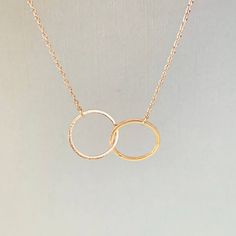 Infinity Circle Necklace, Interlocking Circle Necklace, Double Circle Necklace, Entwined Ring Necklace, Minimalist, Couple Sister Necklace Minimalist Infinity Clavicle Chain Necklace, Everyday Delicate Infinity Chain Necklace, Minimalist Infinity Necklace With Delicate Chain, Everyday Infinity Necklace With Adjustable Chain, Minimalist Rose Gold Charm Necklace For Anniversary, Minimalist Infinity Necklace For Anniversary Gift, Minimalist Infinity Necklace For Anniversary, Adjustable Minimalist Infinity Necklace, Minimalist Infinity Necklace For Everyday