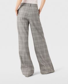 Discover Stella's Gray and blue check High-Rise Wide-Leg Wool Pants today. Free standard shipping is available on all orders. Shop online now. Elegant Plaid Pants For Workwear, Elegant Plaid Pants For Office, Elegant Plaid Wide-leg Pants, Elegant High-waisted Plaid Pants, Formal Plaid Wide Leg Bottoms, Elegant Plaid Pants For Business Casual, Elegant Plaid Business Casual Pants, Plaid Wide Leg Pants For Formal Occasions, Plaid Wide Leg Formal Pants