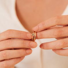 Ready to make a statement? Bringing together a beautiful Peridot gemstone and a striking, gold textured double band – our Art Deco-inspired Jaida Peridot Duo Ring is a one-of-a kind piece that is sure to stand out from the crowd. Peridot is the official birthstone of the month of August, making this a lovely birthday gift for loved ones born on this special month. Material: High Quality Solid 925 Sterling Silver Finish: 18K Gold Featuring ~5mm Double Ring Band with line-textured base and ~5mm Tr Initial Tag Necklace, Dainty Initial Necklace, Inspiration Art, Peridot Stone, Double Ring, 18k Gold Ring, Initial Jewelry, Peridot Gemstone, Birthday Jewelry Gift