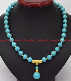 Product Description l  Style : Necklace l  Size : 6/8/10 mm l  Quantity :  1 Pcs l  Length : 18 " l  Color : Blue  l  Clasp : -- l  Condition: New If you want to buy more , please contact us . Thanks ! &&&&: Sale the items does not include box.   Payment Policy&Shipping Policy We accept PayPal Please pay within 24 hours If no payment or contact is made with in 7 days item will be relisted. Thank You Please make sure the "Ship To" address you input in Paypal is correct.Items are shipped within 1- Turquoise Necklace With 8mm Round Beads, Turquoise Necklaces With 8mm Round Beads, Turquoise Necklaces With 8mm Beads, Turquoise Beaded Necklace With 8mm Beads, Turquoise Beaded Necklaces With 8mm Beads, Blue Necklaces With 8mm Beads For Jewelry Making, Turquoise Round Beads Pearl Necklace With Natural Stones, Blue Turquoise Necklace With Round Beads, Elegant Turquoise Necklace With Large Blue Beads