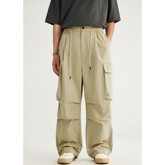 N-257-12 Wide Leg Parachute Pants For Summer Outdoor Activities, Summer Wide Leg Parachute Pants For Outdoor, Summer Outdoor Wide Leg Parachute Pants, Solid Parachute Pants For Summer Outdoor, Summer Outdoor Relaxed Fit Parachute Pants, Summer Outdoor Solid Color Parachute Pants, Khaki Summer Outdoor Pants, Summer Wide-leg Parachute Pants With Pockets, Summer Streetwear Full-length Pants