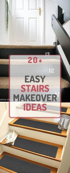 steps with the words easy stairs makeover ideas