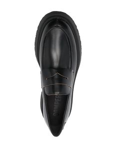 Walden Twins loafers from CAMPER featuring black, calf leather, panelled design, branded insole, slip-on style, almond toe and ridged rubber sole. | Camper Walden Twins loafers Calf Leather, Rubber Sole, Twins, Almond, Loafers, Slip On, Leather, Black, Design