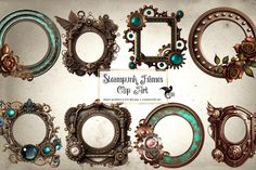 an assortment of ornate frames with flowers and leaves are shown in various sizes, shapes and colors