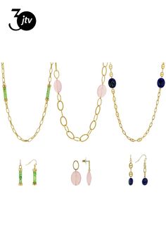 Off Park�� Collection, Multi-Color Acrylic Beaded Gold Tone 6 Piece Station Necklace & Earring Set. Pink Beaded Station Necklace Measures Approximately 34.0"L x 0.70"W. Lobster Claw Clasp. 3" Extender. Pink Earrings Measure Approximately 1.67"L x0.69"W. Bullet Backings. Green Beaded Station Necklace Measures Approximately 32.0"L x 0.22"W. Lobster Claw Clasp. 3" Extender. Green Earrings Measure Approximately 1.82"L x0.22"W. Fish Hook. Blue Beaded Station Necklace Measures Approximately 36.0"L x 0 Elegant Green Jewelry Sets With Dangling Beads, Elegant Multicolor Jewelry Set With Colorful Beads, Elegant Multicolor Oval Beads Jewelry, Jewelry Sets With Matching Round Bead Earrings, Green Jewelry With Beaded Chain, Jewelry Sets With Matching Earrings And Round Beads, Elegant Multicolor Jewelry With Dangling Beads, Gold Jewelry Sets With Polished Beads, Beaded Green Jewelry Sets