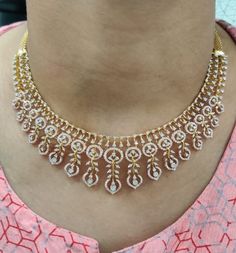 18 karat rose & yellow gold polish diamond necklace
     - 235-DN410 - in 51.050 Grams for USD $9,379.77 USD. 
Made in India by Totaram Jewelers Online this product is in Gold - 18 Karat Gold  & is an excellent gift for Adult - Women. Ships fully insured with secured guaranteed delivery for free with your order over $250 from New Jersey USA & comes with 30 days exchange policy. Dazzling Rose Gold Diamond Necklace With 17 Jewels, Exquisite Diamond Necklace Hallmarked, Yellow Gold Necklace With Elegant Design For Anniversary, Yellow Gold Diamond Necklace For Wedding, Rose Gold Fine Jewelry Diamond Necklace For Wedding, Exquisite Rose Gold Diamond Necklace For Anniversary, Rose Gold Diamond Necklace For Wedding, Traditional Yellow Gold Diamond-cut Necklace, Traditional Yellow Gold Diamond Cut Necklace