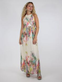 Get ready to flow through wedding season with this Abstract Flowy Halter Dress. Its subtle floral abstract print adds a touch of whimsy to any occasion. The flowy maxi design keeps you comfortable while you dance the night away. Maxi Design, Halter Neck Maxi Dress, Halter Maxi Dress, Abstract Floral Print, Floral Abstract, Halter Maxi, Maxi Dress Evening, Satin Maxi Dress, Halter Maxi Dresses