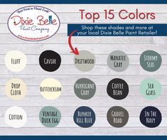 the top 15 colors are available for your local dixie paint retailer