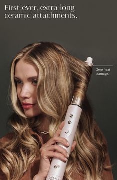 What it is: A styling system designed with high-performance heat and ceramic attachments for bouncy blowouts and lasting curls with nothing but air.What it does: Powered by T3 Aire 360 Technology, superior airflow wraps hair effortlessly to style blowout curls with zero heat damage* and extralong ceramic curling attachments harness high-performance heat to deliver long-lasting results. The custom-designed oval brush features SmoothGrip bristles and a ceramic surface for pro-level smoothing and s Hair Commercial, Curling Techniques, Blowout Curls, Hair Dryer Accessories, Lasting Curls, Hair Diffuser, Barrel Curling Iron, Oval Brush, Blow Dry Brush