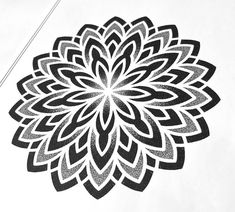 a black and white drawing of a flower on a piece of paper next to scissors