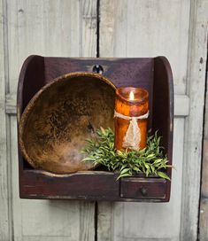 Small Bowl Bin - Burgundy Primitive Kitchen Ideas, Primitive Fall Decorating, Primitive Shelves, Vintage Lampshades, Colonial Home Decor, Primitive Christmas Decorating, Wood Ceiling Lights, Home Fall Decor, Primitive Wood Signs