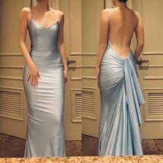 Revealing Elegant Dresses, Pretty Dresses Fancy, Senior Prom Dress Ideas, Low Cut Prom Dress, Backless Silk Dress, Dresses Amazon, Classy Prom, Gaun Fashion