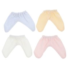 four pairs of baby pants in different colors