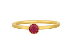 One-of-a-Kind Ring in 22k Gold, 4mm Round Stone from the Prism Collection, with Ruby Gold Faceted Ruby Ring, 22k Yellow Gold Ruby Ring, Stacking Ring, 22k Gold, Stacking Rings, Ruby, Stone, Ring, Gold