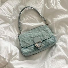 Blue Coach Bag, Aesthetic Light Blue, Blue Coach, Aesthetic Light, Fancy Bags