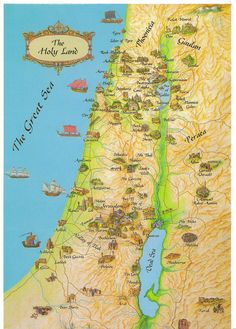 The Holy Land Biblical Maps, Bible Maps, Maps Of The World, Bible Mapping, Tourist Map, Ancient Maps, Bible History, Printable Maps, Bible Study Tools