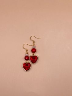 Handmade earrings with gold stainless steel hooks. Style Evolution, Heart Dangle Earrings, Etsy Earrings Dangle, Cute Jewelry, Red Heart, Handmade Earrings, Pretty Outfits, Jewelry Earrings Dangle, Evolution