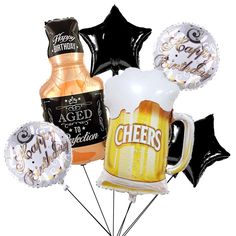 balloon bouquet with beer mugs and balloons