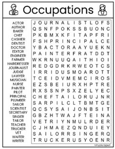 the word search is shown in black and white, with words that appear to be written on