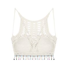 Boho Beach Sexy Crochet Tassel Hollow Out Cami Top Chic Fringe Beach Tops, Chic Crochet Lace Crop Top For Vacation, Chic Crochet Top For Summer Festivals, Chic Crochet Trim Top For Festivals, Bohemian Crochet Tops For Party, Chic Crochet Lace Crop Top For The Beach, Chic Crochet Trim Top For Beach, Chic Crop Top With Crochet Trim For Beach, Bohemian Summer Crop Top For Vacation