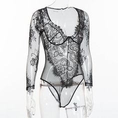 Black Long Sleeve Vintage Lace Bodysuit Fit for a queen , this royal vintage lace & sheer mesh bodysuit is sexy & stretchy offering comfort and confidence in your order. This bodysuit has true to fit cups that sit nicely over a bra. Looking for the goth birthday photoshoot look? Just add a hi-waisted panty and a black bra, add the tulle skirt & crown to complete the ensemble. ORDERING: No need to order a size larger unless you have a very large bust. When you order this with the TULLE SKIRT TRAI Elegant Black Bodysuit With Sheer Bodice, Lace Bodysuit With Lace Closure For Party, Party Lace Bodysuit With Lace Closure, Sheer Lace Bodysuit For Night Out, Party Lace Bodysuit, Fitted Long Sleeve Lace Bodysuit, Long Sleeve Lace Bodysuit For Party, Long Sleeve Mesh Bodysuit For Party, Elegant Long Sleeve Lace Bodysuit