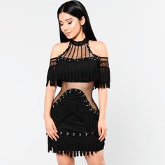 Fashion Nova. Main Attraction Black Fringe Dress. Cute Cute Cute. Black Mini Mesh Dress For Party, Black Bodycon Dress For Summer Evening, Black Bodycon Evening Dress For Summer, Black Mini Mesh Dress For Party Season, Chic Fringe Club Dresses, Glamorous Black Mini Dress With Fringe, Black Mesh Mini Dress For Cocktail, Black Fringe Mini Dress For Party Season, Flirty Black Mini Mesh Dress