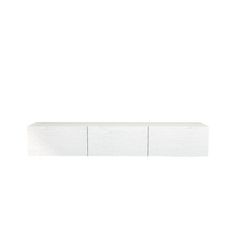 a white wall mounted shelf with three square shelves on each side and two rectangular ones at the top