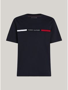 Tommy Hilfiger men's T-shirt. Made from lightweight cotton jersey, known for its breathability and stretch, our comfortable crewneck tee is cut in an easy fit and finished with our Tommy Ribbed Inset logo.  Material: 100% Regenerative Cotton. Cotton Crew Neck Tops With Three Stripes Branding, Modern Crew Neck T-shirt With Text Print, Adidas Cotton T-shirt With Three Stripes, Adidas Cotton Short Sleeve T-shirt, Graphic Tee With Three Stripes, Crew Neck, Modern Cotton T-shirt With Logo Print, Modern Crew Neck T-shirt With Logo Detail, Sporty Crew Neck T-shirt With Logo, Modern Crew Neck Top With Logo