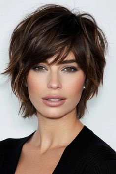 Round Face Plus Size Haircuts, Ombre Hair Color With Bangs, Curtain Bangs With Bob Haircut, Mulette Haircut Woman, Pixie Haircut For Straight Hair, Page Boy Haircut Women, Pixie With Curtain Bangs, Choppy Bob Hairstyles Messy Lob, Short Shaggy Bob With Bangs