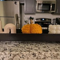 the kitchen counter is clean and ready to be used as a centerpiece for decor