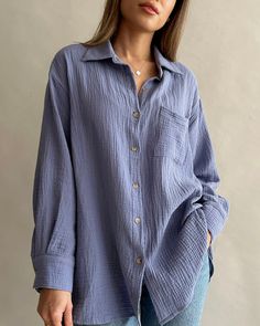 Coastal Shirt // Peri Effortless Long Sleeve Everyday Shirt, Effortless Long Sleeve Shirt For Everyday, Relaxed Cotton Everyday Shirt, Relaxed Cotton Shirt For Everyday, Relaxed Fit Everyday Shirt, Versatile Oversized Shirt For Everyday, Everyday Versatile Oversized Shirt, Relaxed Long Sleeve Everyday Shirt, Relaxed Long Sleeve Shirt For Everyday