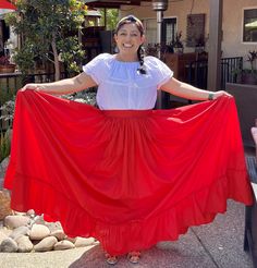 "Mexican Skirts and Blouses for women typical Mexican women skirts and blouses folklore Mexican set Skirt and blouse  Faldas mexicanas de medio vuelo para adulto. This costume comes in two pieces skirt and blouse.  NOTE: this set is a half circle folklore skirt, the long of the skirt is more that a  normal skirt.  be sure about measurements at time that you order. MEASUREMENTS: SMALL BLOUSE: 42'' Inches of circumference chest  21'' Inches long blouse SKIRT: 42'' Inches circumference waist  42\" Traditional Tiered Skirt With Attached Cancan, Traditional Long Skirt With Ruffles, Traditional Tiered Ruffle Skirt, Traditional Long Ruffled Skirt, Traditional Flowy Maxi Skirt, Folklorico Skirt, Folklore Skirt, Mexican Bridesmaid Dresses, Mexican Skirts