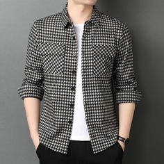 Men’s Casual Plaid Long Sleeve Shirt Features：  Product ID:LS0110 Material:Polyester Season:Spring,Autumn,Winter Color:Gray,Red,Yellow  Size Chat： Long Sleeve Cotton Shirt With Houndstooth Pattern, Black Casual Flannel Shirt With Pockets, Casual Black Flannel Shirt With Pockets, Long Sleeve Cotton Top With Houndstooth Pattern, Casual Cotton Shirt With Houndstooth Pattern, Casual Houndstooth Collared Top, Casual Collared Houndstooth Top, Casual Collared Top With Houndstooth Pattern, Casual Button-up Shirt With Houndstooth Pattern