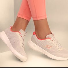 Skechers Go Walk Cream White Pink Go Walk Running Shoes New With Original Box Size 9.5 Pink Casual Walking Shoes For Light Exercise, Casual Pink Walking Shoes For Light Exercise, Pink Sporty Walking Shoes For Light Exercise, Sporty Pink Walking Shoes For Light Exercise, Pink Breathable Walking Shoes For Light Exercise, Pink Athleisure Walking Shoes For Light Exercise, Casual Pink Walking Shoes For Light Sports, Pink Walking Shoes With Branded Insole For Light Sports, Pink Synthetic Walking Shoes For Light Sports