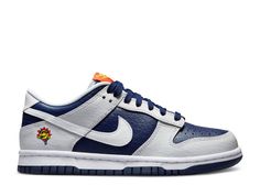 Dunk Low GS 'UV Reactive' - Nike - FN6968 025 - photon dust/white/midnight navy | Flight Club Gacha Money, Basketball Silhouette, Harrods London, Uv Reactive, Hot Sneakers, Galeries Lafayette, Grand Entrance, Midnight Navy, Nike Dunk Low