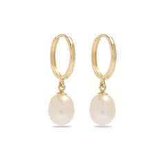 Elliptical Pearl Huggies – STONE AND STRAND Classic Round Pearl Earrings For Everyday, Classic Pearl Drop Earrings, Modern Pearl Charm Jewelry For Anniversary, Classic Pearl Charm Jewelry For Anniversary, Classic Pearl Chain Jewelry, Classic Jewelry With Pearl Charm For Anniversary, Classic Everyday Pearl Drop Jewelry, Timeless Round Pearl Earrings For Everyday, Classic Jewelry With Pearl Charm