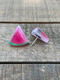 Watermellon shaped acrylic earring. Trendy Handmade Clear Jewelry, Trendy Summer Plastic Jewelry, Trendy Pierced Resin Jewelry, Trendy Clear Resin Jewelry, Trendy Plastic Earrings For Gift, Trendy Adjustable Resin Jewelry, Casual Pink Jewelry, Casual Plastic Jewelry For Summer, Pink Resin Jewelry For Summer