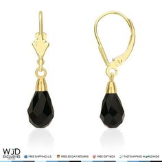 Style: black Brand: WJD Exclusives Crafted in: Europe Metal: Yellow Gold Metal Purity: 14K Earring Backing: Leverback Earring Type: Drop/Dangle Finish: High Polished Stone Setting: Bezel Stone Creation: Simulated Stone Fancy Color: Black, Burgundy, Deep Blue, Deep Green, Deep Purple, Deep Yellow, Green, Light Blue, Light Green, Light Purple, Light Yellow, Lime Green, Multi-Color, Pink, Purple, Red, Teal, White, Yellow Style: Black, Burgundy, Deep Blue, Deep Green, Deep Purple, Deep Yellow, Green Gold Jewelry Earrings, Leverback Earrings, Fine Earrings, Tear Drop, Solid Yellow, Gold Style, Deep Purple, Gold Metal, Gold Earrings