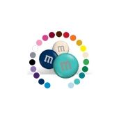 the m and m logo is surrounded by multicolored circles