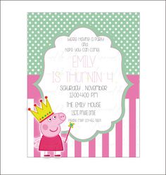 pep the pig birthday party with pink and green stripes