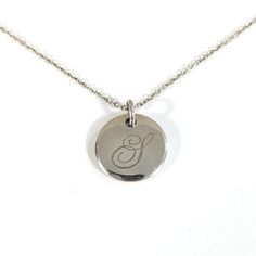 Tiffany & Co. Sterling Silver Notes Round Disc Initial Letter S Pendant Necklace 16 " Classic Monogram White Gold Necklace, Elegant Silver Initial Pendant Custom Necklace, Elegant Silver Initial Pendant Necklace, Elegant Silver Custom Necklace With Initial Pendant, Luxury Sterling Silver Initial Necklace For Formal Occasions, Classic Silver Initial Necklace For Formal Occasions, Classic Engraved Initial Necklace For Formal Events, Silver Round Initial Necklace For Formal Occasions, Custom Round White Gold Necklace With Polished Finish