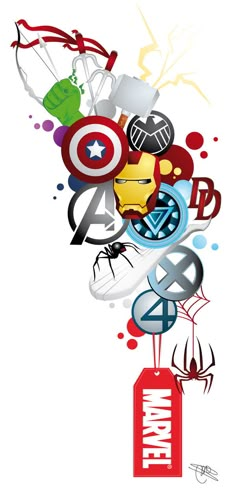 the avengers logo is on top of an iron man sign with spider - man and captain america symbols