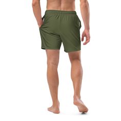 Stay cool this summer with our quick-drying, and breathable swim trunks. Made with multiple pockets and a silky, anti-chafe inner liner.• Fabric composition: (may vary by 5%) 91% recycled polyester, 9% spandex• Liner composition: 92% polyester, 8% spandex• Fabric weight (may vary by 5%): 5.13 oz/yd² (174 g/m²) • Four-way stretch water-repellent microfiber fabric• Anti-chafe mesh inner liner• Swim trunks with elastic waistband with drawcord• Mesh pockets• Swim trunks with small inside pocket for Sporty Green Swim Trunks With Side Pockets, Summer Swim Trunks In Recycled Polyester For Outdoor Activities, Solid Color Beach Activewear With Pockets, Moisture-wicking Swim Trunks For Outdoor Activities, Lightweight Functional Swim Trunks For Outdoor, Functional Lightweight Swim Trunks For Outdoor, Summer Moisture-wicking Recycled Polyester Shorts, Sports Swimwear With Pockets And 4-way Stretch, Beachwear Moisture-wicking Shorts For Outdoor Activities