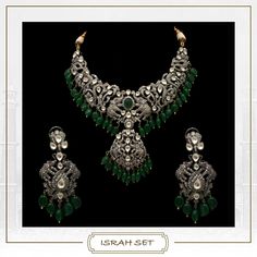 Elevate your style to several notches with Emerald & Victorian setting stunning necklace with an emerald pendant & matching earrings! Silver Hand Set Kundan Necklace For Festivals, Silver Kundan Necklace With Intricate Design For Reception, Silver Kundan Necklace For Reception With Intricate Design, Silver Kundan Bridal Necklace For Diwali, Heavy Silver Kundan Necklace For Reception, Silver Kundan Bridal Necklace With Intricate Design, Silver Kundan Necklace For Reception With Stone Work, Silver Kundan Necklace With Stone Work For Reception, Silver Kundan Necklace With Meenakari For Ceremonial Occasions